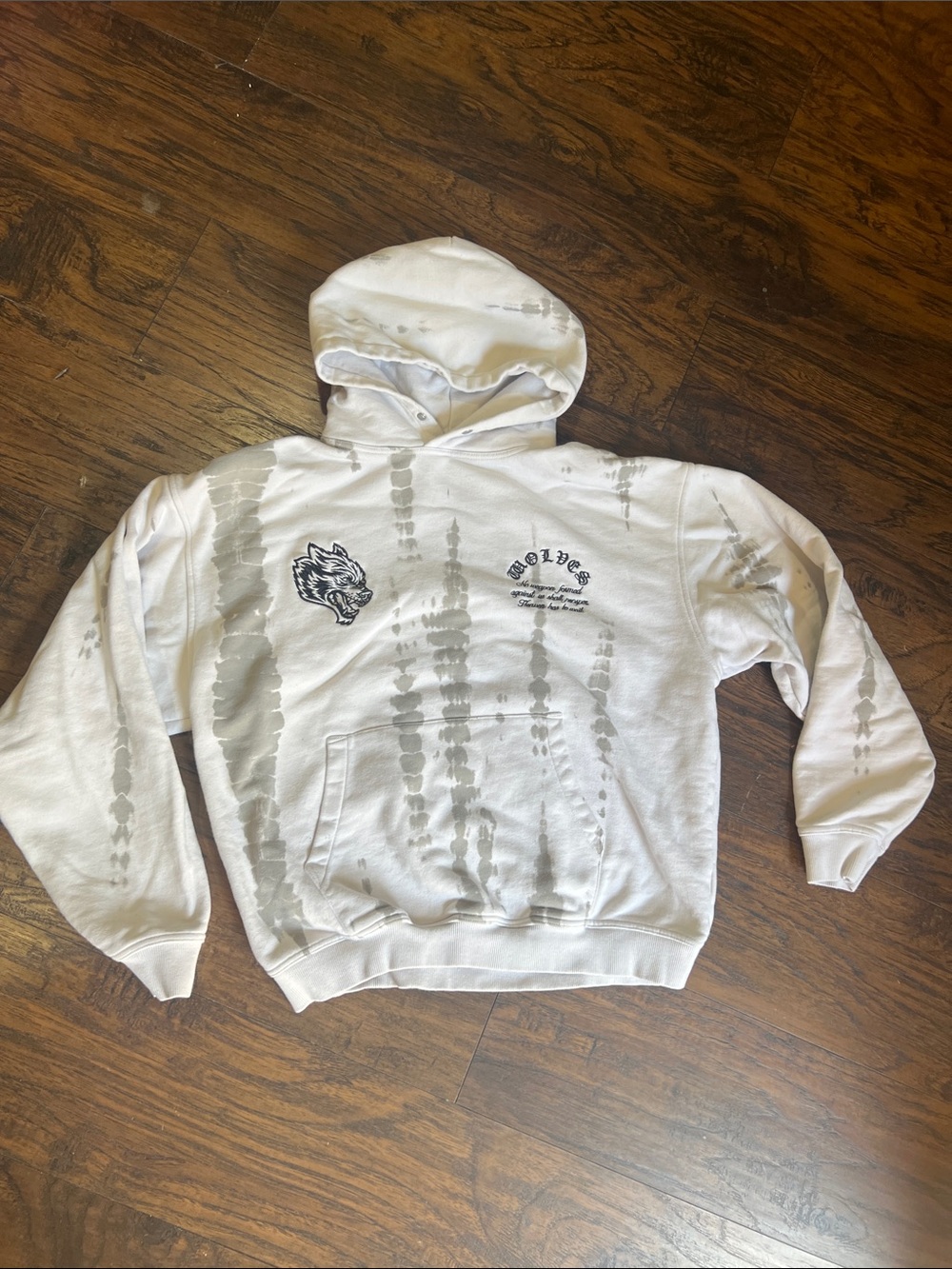 Darc Sport WOLVES grey/white tie dye hoodie size L